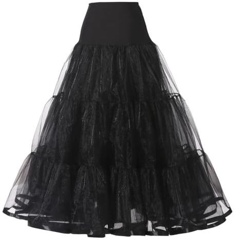 METEMEI Women's Floor Length Wedding Petticoat Long Underskirt for Formal Dresses Black