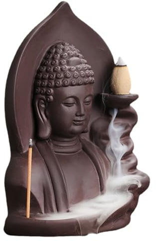 ISAKEN Wasserfall Räucherstäbchen Buddha Räucherstäbchenhalter Kunsthandwerk Rückfluss Räuchergefäß Wasserfall Haus Dekoration Keramik Weihrauchhalter für Wohnkultur Aromatherapie Ornament