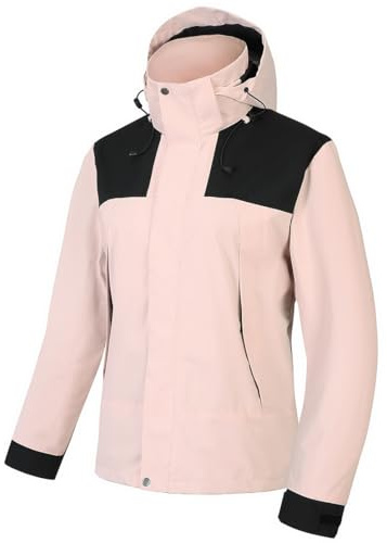 PADOLA Veste Femme mi Saison Veste imperméable Veste de Pluie Randonnée légère Softshell Respirant Coupe Vent Chic Trench Coat Poncho Cape Pluie Manteau Automne Hiver Printemps été (1 Rose, 2XL)