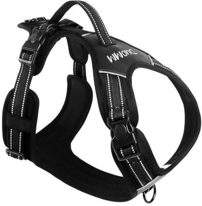 Hundegeschirr für große Hunde mit Griff, Luhuanx Kein Zug Einstellbare reflektierende Militär Hundeweste Geschirr für Labrador Retriever, Husky, Deutscher Schäferhund (Black, Large)