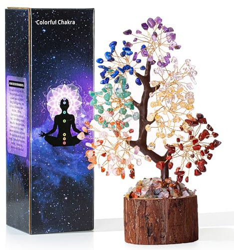 XIANNVXI 7 Chakra Crystal Tree of Life Gifts Money Tree Crystal Tree Cool Things for Bedroom Decor Housewarming Gifts Unusual Ornaments for Home