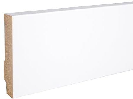 PROVISTON Lot de 5 plinthes en MDF - 16 x 80 x 2500 mm - Cœur en MDF blanc - À coller, visser et clouer - 12,5 m