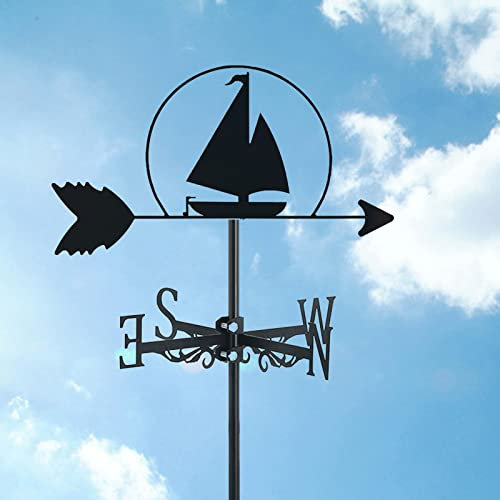 Wetterfahne, Edelstahl, Windrichtungsanzeige, Metall, Ornament, Segelboot, Schiff, Dekoration, Messwerkzeuge für Bauernhof, Garten, Häuser, Terrasse, Rasen, ShipC
