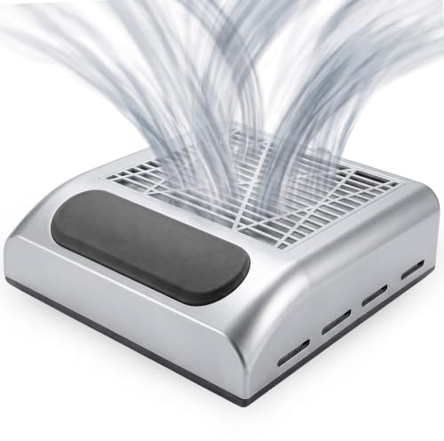 Retoo Nagel Staubsauger Staubabsaugung Professionelle Nagelstaubsauger Nagelstudio & Zuhause 80W Leistungsstarker Nagelsauger für Maniküre Salon Nageldesign Geschwindigkeit 4500rpm Silber
