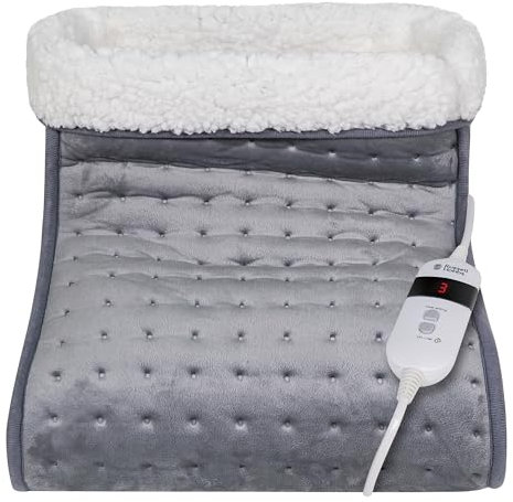 Russell Hobbs Electric Foot Warmer for Feet in Grey with 3 Heat Settings, Removable Sherpa Lining & Remote Control, Overheat Protection & Timer, 2 Year Guarantee RHHSL1001