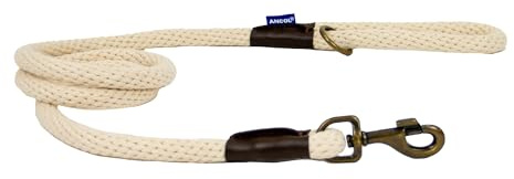Heritage Premium Cotton Rope Dog Lead with Antique Gold Colour Snap Hook Length 150cm