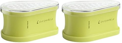 Beter – Quitadurezas con depósito para pedicura, elimina durezas y pieles muertas de los pies, acero inoxidable, con lima de pedicura (Paquete de 2)