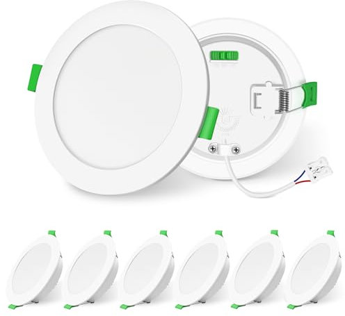 ALUSSO LIGHTING LED Downlights Dimmable Recessed Ceiling Lights 12W 1200lm High Brightness, 3000K Warm 4000K Neutral 6500K Cool White Bathroom Spot Lights Ceiling Ultra Slim Spotlights IP44, 6 Pack