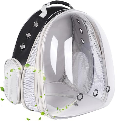 Interfashioner® Katzen-Rucksack, passend für bis zu 9 kg Haustiere, Frontverlängerung, Raumkapsel, klares Blasenfenster, Haustier-Tragetasche, Büchertasche für dicke Katzen, Welpen