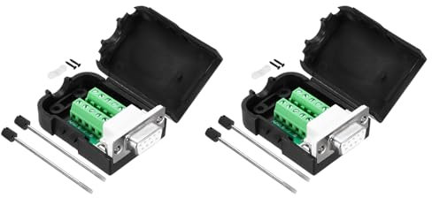 sourcing map D-sub DB9 - Conector de placa de conexión con caja de 9 pines, 2 filas, puerto hembra, adaptador de bloque de terminales sin soldadura, paquete de 2