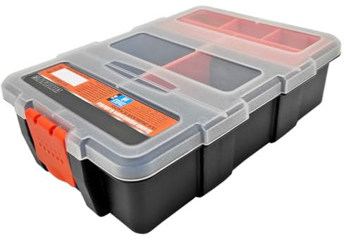 AC - Caja organizadora con múltiples Compartimentos y Bandeja Interior - Plástico - Almacenamiento de Herramientas, Tornillos, Accesorios Pesca - 22 x 15,5 x 6 cm