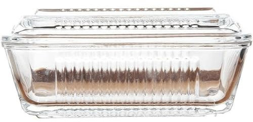 GLETSF Mantequera De Vidrio Transparente con Tapa, Rectangular, para Encimera Y Frigorífico