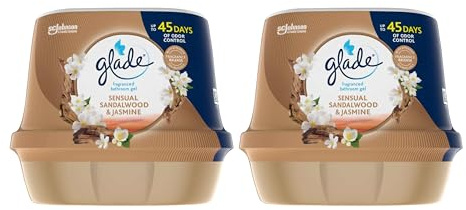 Katsy Style Glade Fragranced Bathroom Gel 180g Sandalwood and Jasmine – Long-Lasting Odour Control Air Freshener with Extended Fragrance Release 45 Days, Ideal for Bathrooms (Pack of 2)