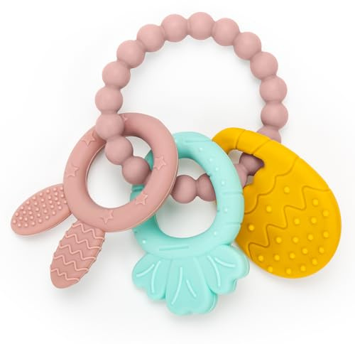 CLDY Silikon-Osterei/Karotte/Hasen-Kombinationm, Baby-Beißring, BPA-frei | Zahnungshandschuh für Babys, Babyspielzeug ab 3 Monaten, Beißring Kleinkinder, Ostergeschenke für kleine Jungen und Mädchen
