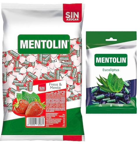 Mentolín caramelos duros fresa menta s/a bolsa 1kg y de regalo eucaliptus 150g