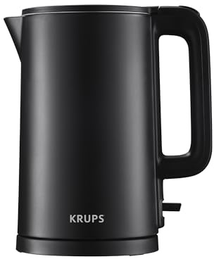 KRUPS 1.5L Electric Kettle Stainless Steel Cool Touch Interior, Fast Boiling, One Cup in 80 Seconds, Double Wall, Auto Off, Keep Warm, Hot Water Kettle Electric, Cordless, Black/White