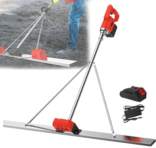 Jeu de chape vibrateur à béton – Outil alimenté par batterie pour niveler et tamper le ciment – Comprend pour une finition de surface efficace