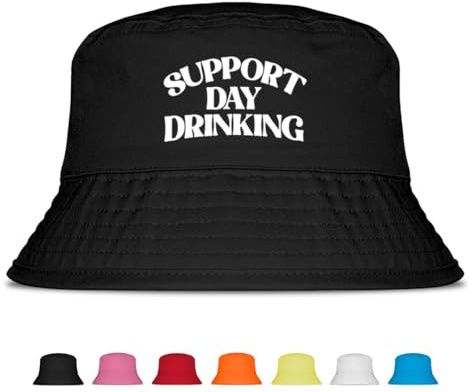 Prozente Momente Support Day Drinking - Fischerhut - Lustiger Fischerhut – Der perfekte Sonnenhut für Herren & Damen – Ideal als Malle-Outfit, Party-Accessoire & Festival-Eimerhut für den Strand