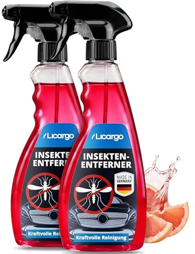 LICARGO Insektenentferner Auto (2x 750ml) – Effektiver Insektenreiniger für Autos, Caravan – Flugrostentferner, Baumharzentferner – Vogelkot Entferner Insektenreiniger Auto für Glas, Lack, Chrom