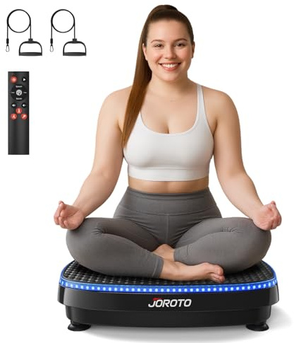 JOROTO Vibration Plate Exercise Machine with Bluetooth Music & 6-Color LED Lights, Home Fitness Vibration Platform for Lymphatic Drainage & Weight Loss, 120 Intensity Levels for Whole Body Workout