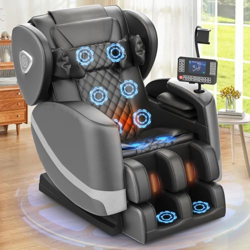 FURNIMAT Massagesessel Ganzkörper, Zero Gravity Relaxsessel Massagestühle mit Taillen- und Beinheizung, Komfort-Airbags, Fußrollen, 10 Massagerollen, Bluetooth-Lautsprecher, Fernbedienung