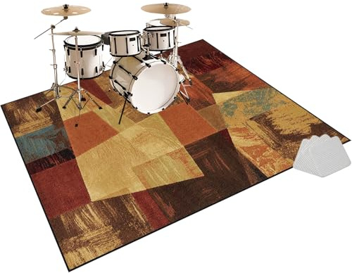 Fzamudng Professioneller Schlagzeugteppich | Schlagzeug Teppich Schallschutzmatte rutschfeste | Trommel Teppiche | Drum Teppich Elektrisches Schlagzeug Antivibrationsmatten 230 x 200 cm