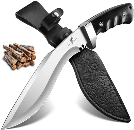 Purple Dragon Coltello Full Tang Carbonio Lama Curva Antiscivolo Fodero Pelle