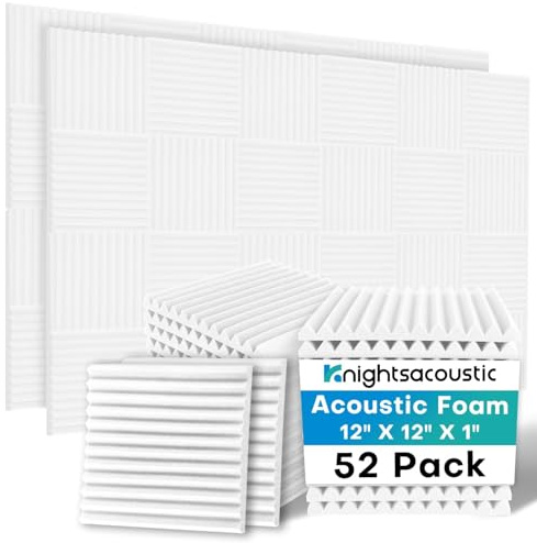 Lot de 52 panneaux acoustiques en mousse haute densité absorbant le bruit, coins de studio antibruit pour murs, 2,5 x 30,5 cm (adhésif non inclus)