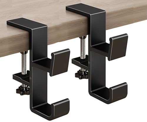 RQcMid 2 Stück Taschenhalter Für Tisch, Stabile Tischhaken Für Handtaschen Und Rucksäcke, Verstellbare Handtaschenhalterung Aus Metall, Praktische Taschenhalter Für Büro, Zuhause Und Reisen