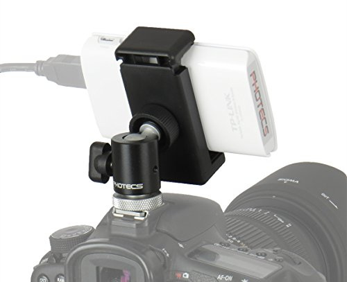 Photecs® Blitzschuh Adapter Set V6, Phone Clip klemmt Geräte von 55-85mm, Befestigung von Handy/Smartphone etc. auf Standard-Blitzschuh und an 1/4 oder 3/8 Zoll Gewinde