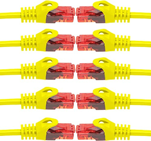 BIGtec LAN Kabel 20m Netzwerkkabel gelb - 10 Stück - Gigabit Ethernet Kabel RJ45 Stecker Patchkabel für Patchpanel Netzwerk Switch Gaming kompatibel Playstation 5 PS5 XBOX Nintendo Switch 2-Station