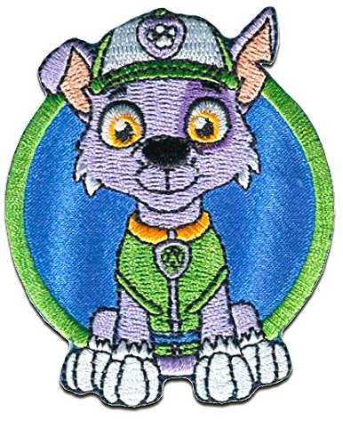 Comercial Mercera Paw Patrol Rocky Aufnäher zum Aufbügeln 7,3 x 6 cm Bügelbild für Kinder mit Superhunde Hund Welpen Fan, Bügelpatch Patches Bügelflicken Geschenk
