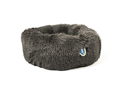 duvoplus, Donut-Bett mit langem Flor, 55 x 55 x 17 cm, Grau, für Schlafsofa/Tipi, Grau, Hund