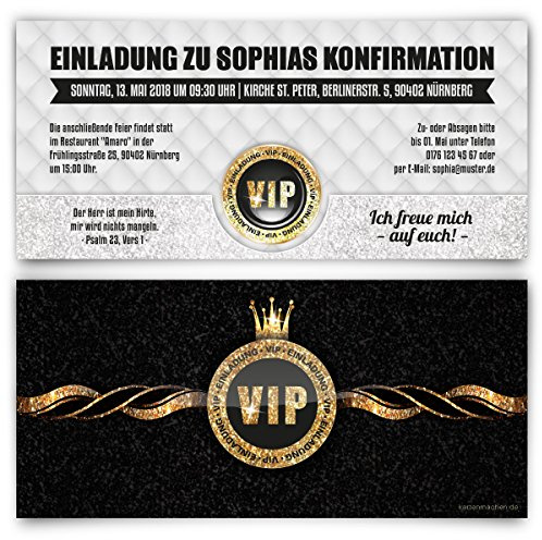 Kartenmachen.de Personalisierte Einladungskarten zur Konfirmation Einladungen selbst gestalten Konfirmationseinladungen ab 10 Stück individuell - VIP Gold