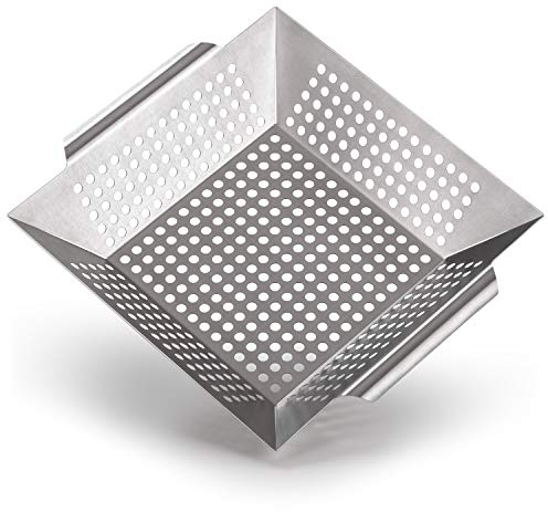 Blumtal Cestino per Verdure Barbecue e Grill, in Acciaio Inox, Cestello Antiaderente per BBQ, Griglia Verdure BBQ Elettrico, Large