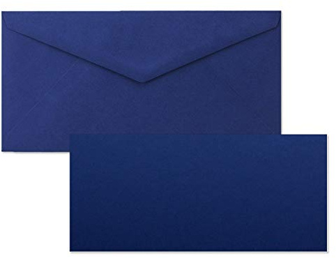 25x Stück Karte mit Umschlag Set Einzel-Karten Din Lang 9,9 x 21 cm Dunkelblau mit Brief-Umschlägen DIN Lang 11 x 22 cm Dunkelblau Nassklebung