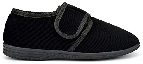 Mens Carpet Slippers Mens Cord Slippers Size 13 Touch Fasten Slipper Size 6 Boys Slipper with Touch Fastening Strap Sizes 6-13 Black