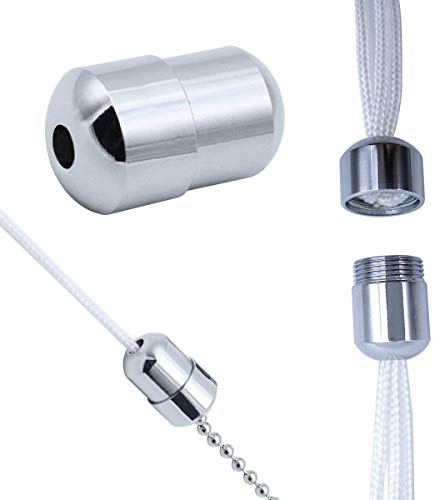 WENHUAZAI 6 Pack Cord Connector Metal Chrome Bathroom Light Pull Cord Joiner with Connector Clip Weighted Acorn Cord Pull Cord for Ceiling Light Switches Shower Blinds Fan Pull Cord
