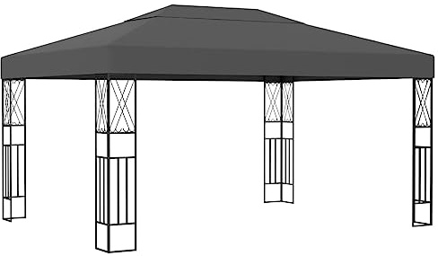vidaXL Pavillon Großräumig Festzelt Partyzelt Gartenpavillon Gartenzelt Bierzelt Garten Zelt 3x4m Anthrazit Stoff Stahl Dach mit PA-Beschichtung