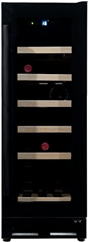 Vinata WK-60A-VG Premium mit schwarzer Tür-18 Flaschen Weinklimaanlage Weinkühlschrank, Stahl Glas Holz, Blacks