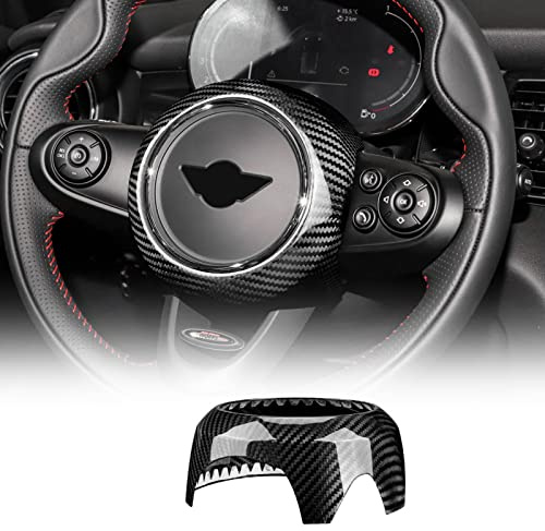 KUNGKIC In Fibra di Carbonio Auto Volante Airbag Copertura Adesivi Decorativi Compatible with Mini Cooper Clubman F55 F56 F57 F60 Countryman Accessori Interni