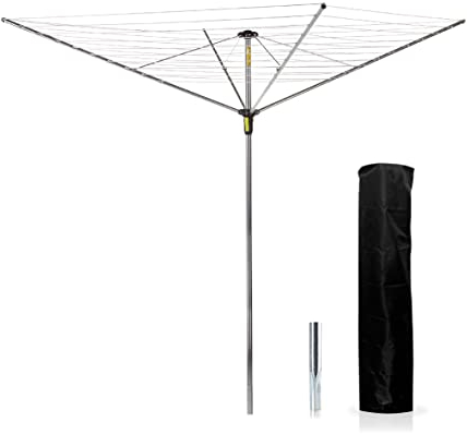 Minky Easy Breeze 45m 4 Arm Rotary Airer with Cover, Alloy Steel, Silver