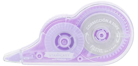 Starplast - Cinta Correctora Pastel 8x5 mm, No Reseca, Borrar yEescribir al Instante, Alta Cobertura, Papeleria, Escolar y Oficina - LILA
