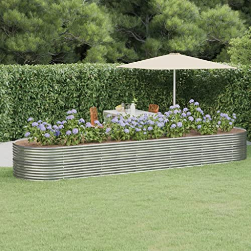 WIFESE JardinièRe Acier Enduit De Poudre 510x140x68 Cm Argenté Jardiniere Exterieur Grande Taille Bac Potager Jardiniere Bois Jardiniere Balcon Jardiniere sur Pieds
