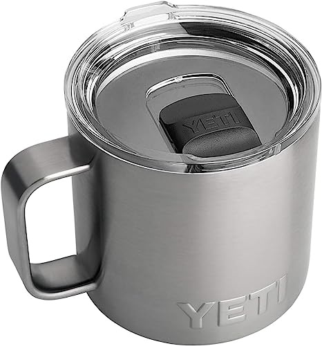 YETI Rambler Mug, Vacuum Insulated Stainless Steel Non Stackable Mug with Magslider Lid, Stainless Steel, 14 oz (414 ml)