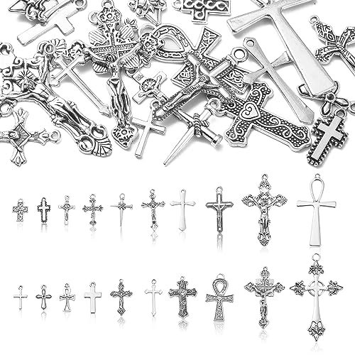 UR URLIFEHALL 20 Pcs 20 Stile Antike Silber Kreuz Charms Kruzifix Charms Religion Anhänger für Schmuck Machen DIY Religiöse Handwerk