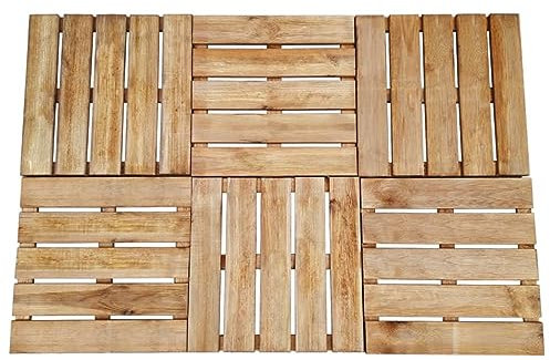ZEYUAN Terrassendielen 6 STK Balkon Bodenbelag, Balkon Möbel, Bodenfliesen, Terrassenplatten, Terrassenbelag, Balkonboden, Terrassenboden, 50×50 cm Holz Braun