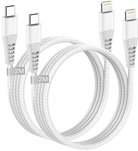 AINPOW Câble iPhone USB C 2M Lot de 2[Certifié MFi], Câble USB C vers Lightning Cable iPhone Charge Rapide Nylon Cordon pour iPhone 14 Pro Max 13 12 Mini 11
