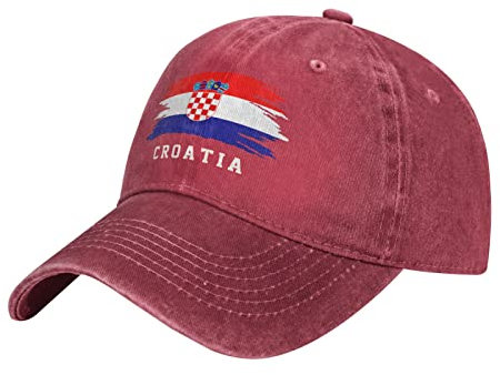 BAAROO Rot Washed Denim Kroatien Flagge Kroatien Baseball Cap Herren Vintage Baumwolle Hut Unisex Papa Trucker Hüte Frauen, #468, M/Einheitsgröße