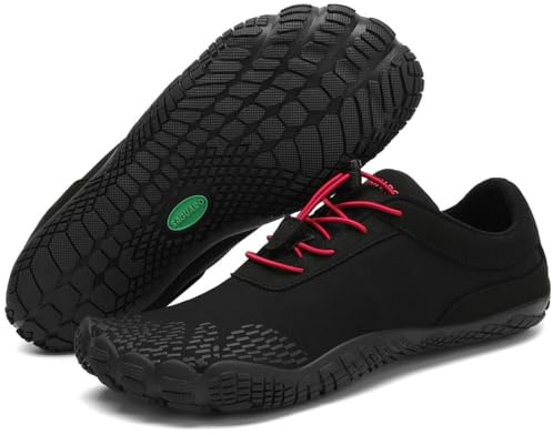 SAGUARO Unisex barfotaskor med bred tålåda och Zero-Drop Solhe – mjuka halkfria, ventilerande, svart, 39 EU